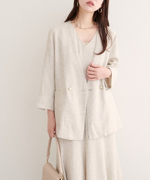 natural couture（ナチュラルクチュール）の「【WEB限定】ノーカラージャケット（ノーカラージャケット・レディース・ブラック/ブラウン/グレー/オフホワイト・FREE）」の20枚目の写真