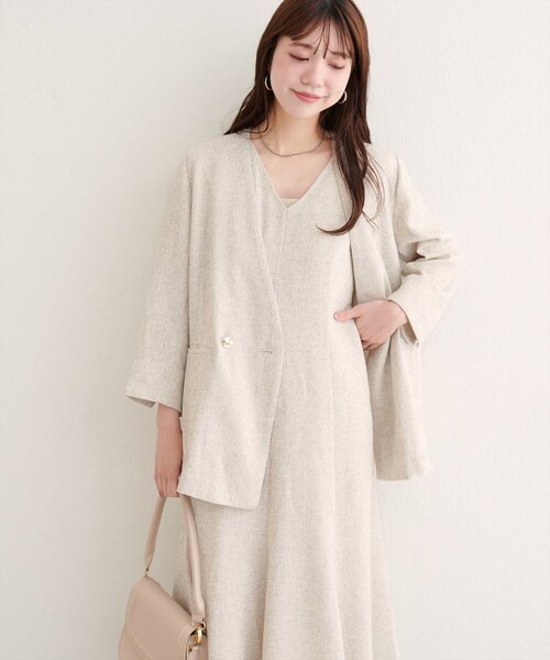 natural couture（ナチュラルクチュール）の「【WEB限定】ノーカラージャケット（ノーカラージャケット・レディース・ブラック/ブラウン/グレー/オフホワイト・FREE）」の22枚目の写真