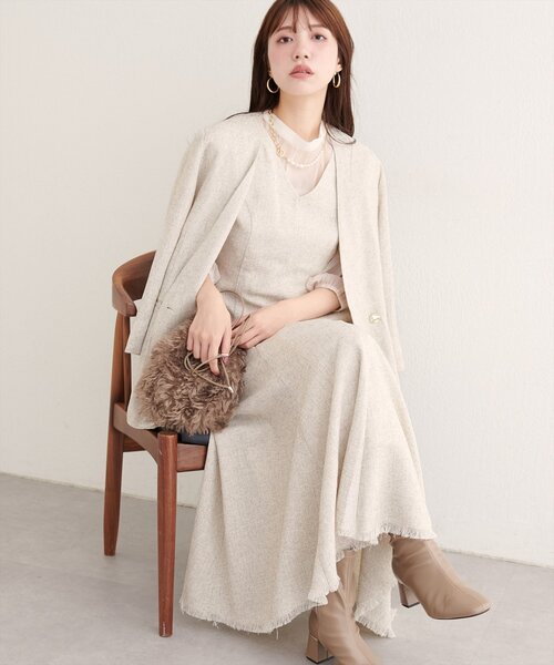 natural couture（ナチュラルクチュール）の「【WEB限定】ノーカラージャケット（ノーカラージャケット・レディース・ブラック/ブラウン/グレー/オフホワイト・FREE）」の15枚目の写真