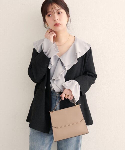 natural couture（ナチュラルクチュール）の「【WEB限定】ノーカラージャケット（ノーカラージャケット・レディース・ブラック/ブラウン/グレー/オフホワイト・FREE）」の19枚目の写真