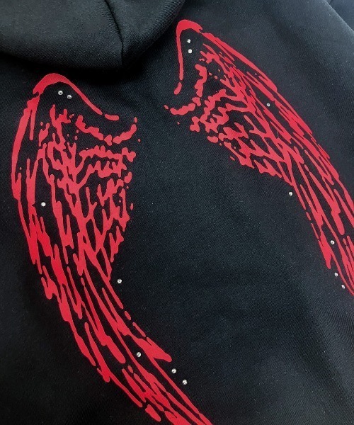 FANCY CLUB(ファンシークラブ)の「A'GEM/9 × .kom 『FANCY CLUB/ファンシークラブ』別注品 ANGEL WING ZIP UP /エンジェル ウイングジップアップパーカー(パーカー・レディース・ブラック×レッド/ピンク/グレー/ブラック×ピンク・FREE)」の11枚目の写真
