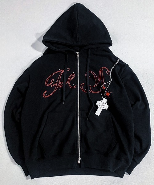 FANCY CLUB(ファンシークラブ)の「A'GEM/9 × .kom 『FANCY CLUB/ファンシークラブ』別注品 ANGEL WING ZIP UP /エンジェル ウイングジップアップパーカー(パーカー・レディース・ブラック×レッド/ピンク/グレー/ブラック×ピンク・FREE)」の5枚目の写真