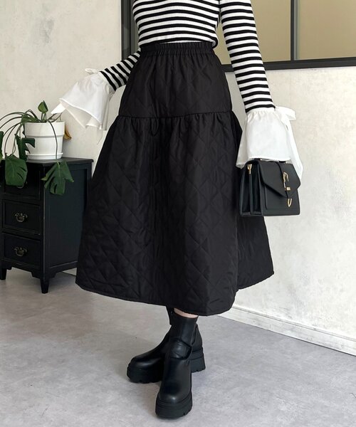 キルティングボリュームフレアスカート（スカート）｜prose verse