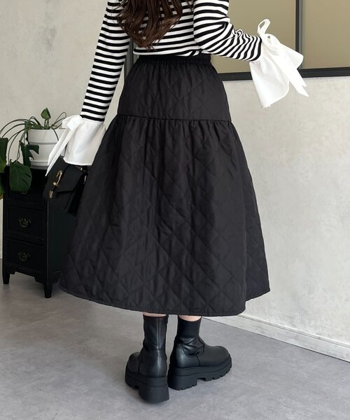 キルティングボリュームフレアスカート（スカート）｜prose verse