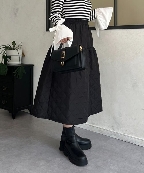 キルティングボリュームフレアスカート（スカート）｜prose verse