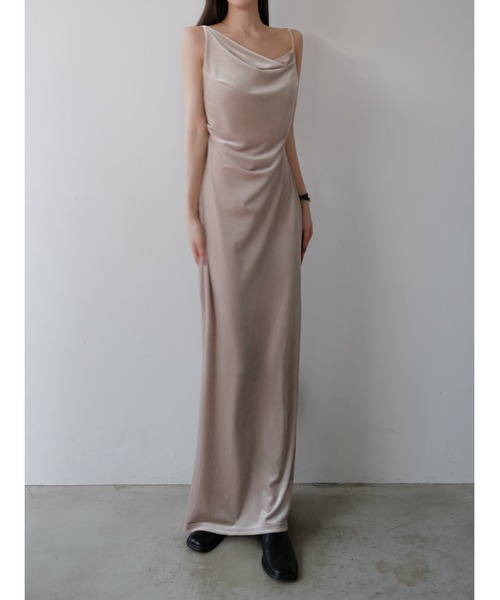 velour asymmetry drape cami dress（ワンピース）｜celon