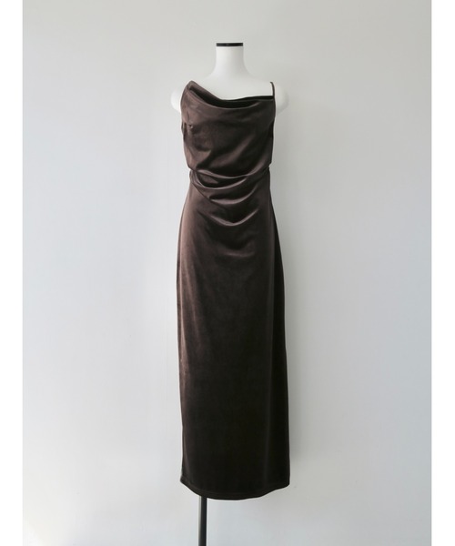 velour asymmetry drape cami dress（ワンピース）｜celon