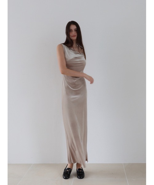 velour asymmetry drape cami dress（ワンピース）｜celon
