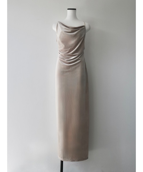 velour asymmetry drape cami dress（ワンピース）｜celon