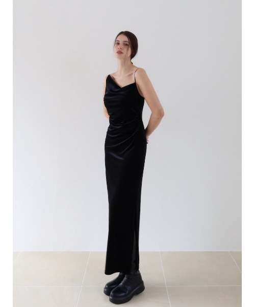 velour asymmetry drape cami dress（ワンピース）｜celon