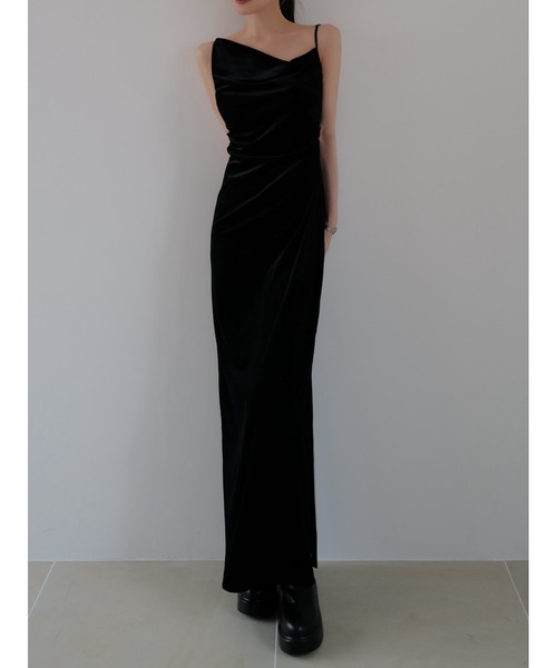 ワンピース maison celon/asymmetry drape cami dress asymmetry drape cami dress – célon