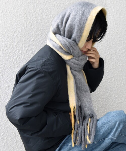 SHIPS any(シップス エニィ)の「SHIPS any:〈手洗い可能〉ボリューム シャギー スイッチ マフラー (ユニセックス)◇(マフラー・メンズ・ブラック/グレー/ピンク/ライトグリーン・ONE SIZE)」の5枚目の写真