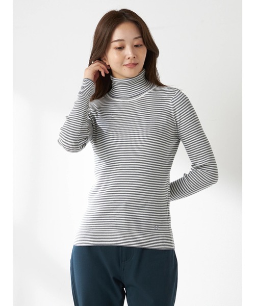 McGREGOR（マックレガー）の「ボーダーインディアンコットンリブタートル（ニット/セーター・レディース・イエロー/グリーン/グレー/ブラウン系その他2・M/L）」の2枚目の写真