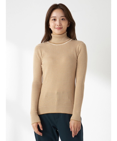 McGREGOR（マックレガー）の「ボーダーインディアンコットンリブタートル（ニット/セーター・レディース・イエロー/グリーン/グレー/ブラウン系その他2・M/L）」の4枚目の写真