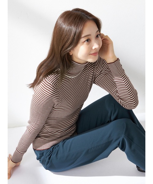 McGREGOR（マックレガー）の「ボーダーインディアンコットンリブタートル（ニット/セーター・レディース・イエロー/グリーン/グレー/ブラウン系その他2・M/L）」の5枚目の写真