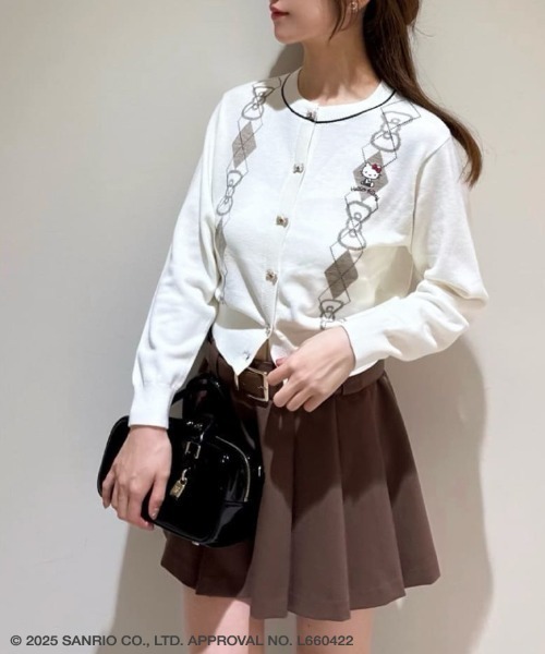 snidel ハローキティ アーガイル柄ニット カーディガン ホワイト HELLO KITTY】アーガイルカーディガン（カーディガン/ボレロ）｜SNIDEL