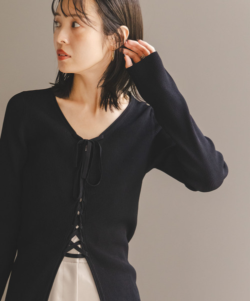 美品　NOBLE レースアップリブニット ノーブル NOBLE レースアップリブニット （ベージュ） - ファッション