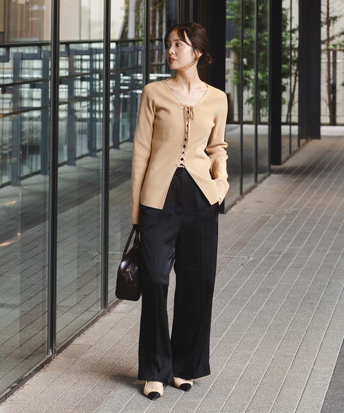 Noble（ノーブル）の「《WEB限定追加》レースアップリブニット（ニット/セーター・レディース・ブラック/ベージュ・FREE）」の16枚目の写真