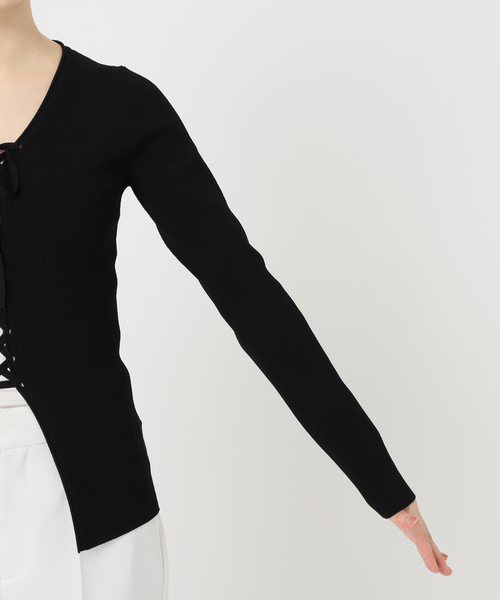 ヴェニット 25AW NOBLE別注 レースアップニット セーター 長袖 AsRiRe ニット セーター 25aw レース付き/vネックニットトップス