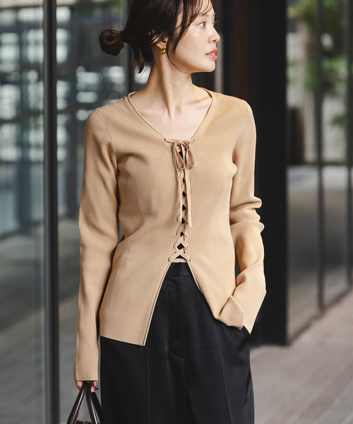 WEB限定追加》レースアップリブニット（ニット/セーター）｜NOBLE