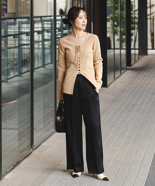 WEB限定追加》レースアップリブニット（ニット/セーター）｜NOBLE