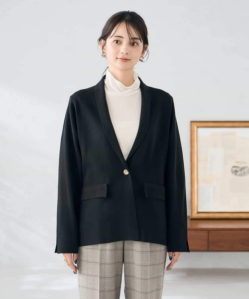 a.v.v(アーヴェヴェ)の「ニットジャケット(カーディガン/ボレロ・レディース・グレー系その他/ブラック・38)」の7枚目の写真