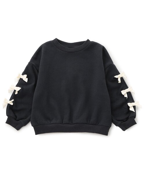 セール】【WEB限定/ジュニア対応】袖タックリボンモチーフ裏起毛