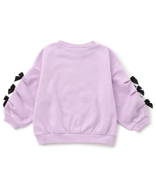 BREEZE（ブリーズ）の「【WEB限定/ジュニア対応】袖タックリボンモチーフ裏起毛トレーナー（スウェット・キッズ・アイボリー/ラベンダー/チャコール・120/100/110/90/140/130）」の9枚目の写真