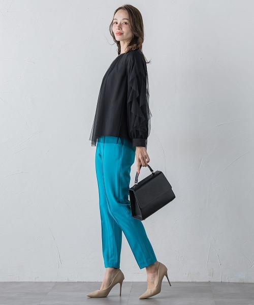 Viaggio Blu(ビアッジョブルー)の「チュールレイヤードブラウス≪洗濯機で洗える≫(シャツ/ブラウス・レディース・ブラック/ライトブルー/オフホワイト・M)」の10枚目の写真