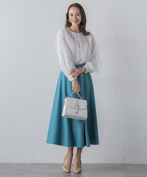 Viaggio Blu(ビアッジョブルー)の「チュールレイヤードブラウス≪洗濯機で洗える≫(シャツ/ブラウス・レディース・ブラック/ライトブルー/オフホワイト・M)」の12枚目の写真