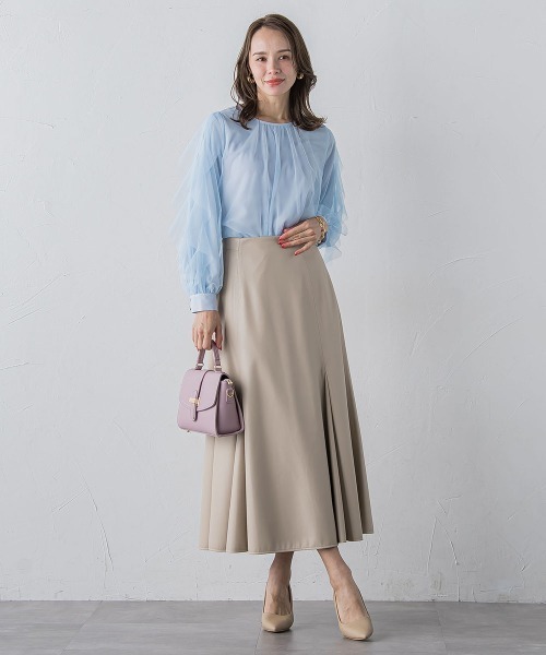 Viaggio Blu(ビアッジョブルー)の「チュールレイヤードブラウス≪洗濯機で洗える≫(シャツ/ブラウス・レディース・ブラック/ライトブルー/オフホワイト・M)」の16枚目の写真