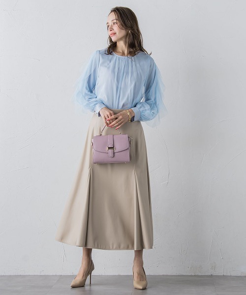 Viaggio Blu(ビアッジョブルー)の「チュールレイヤードブラウス≪洗濯機で洗える≫(シャツ/ブラウス・レディース・ブラック/ライトブルー/オフホワイト・M)」の17枚目の写真