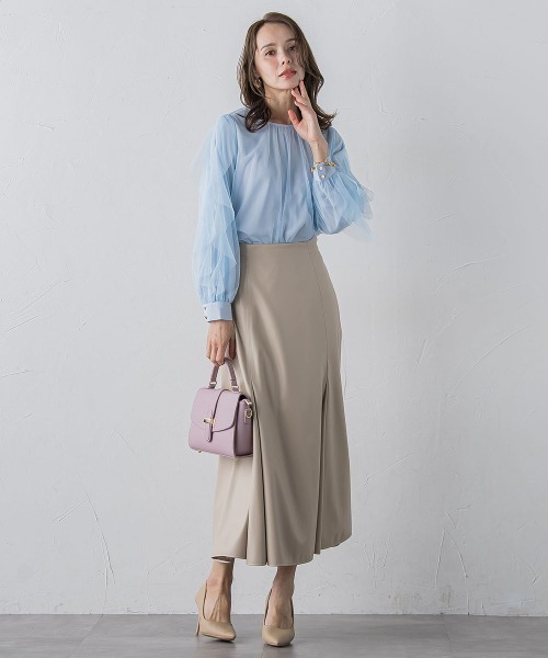 Viaggio Blu(ビアッジョブルー)の「チュールレイヤードブラウス≪洗濯機で洗える≫(シャツ/ブラウス・レディース・ブラック/ライトブルー/オフホワイト・M)」の18枚目の写真