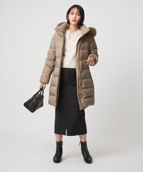 グリーンレーベルリラクシング 撥水 ロングダウンコート フォックスファー 38 グリーンレーベルリラクシング ロングダウンコート フォックスファー