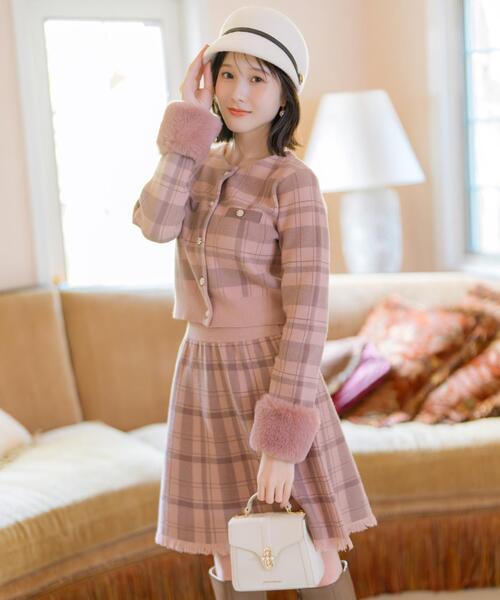 WILLSELECTION（ウィルセレクション）の「【CHECK KNIT series】チェック柄ニットフレアスカート（スカート・レディース・ピンク/ホワイト/モカ/ブラック/ブルー系その他/ブラウン系その他・SMALL/MEDIUM）」の19枚目の写真