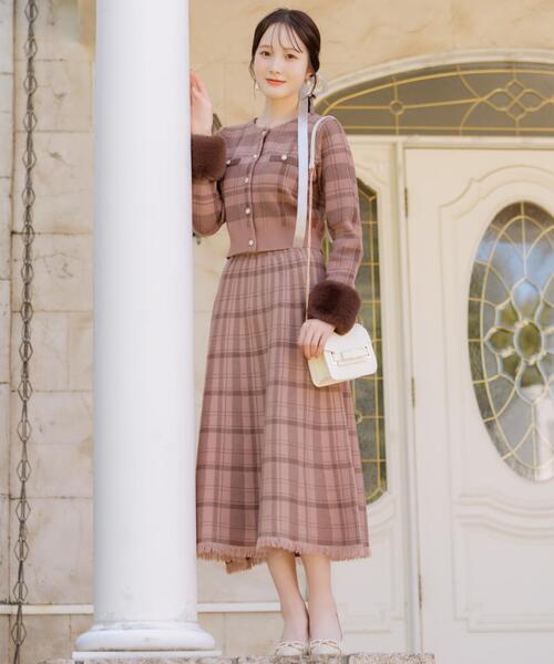 WILLSELECTION（ウィルセレクション）の「【CHECK KNIT series】チェック柄ニットフレアスカート（スカート・レディース・ピンク/ホワイト/モカ/ブラック/ブルー系その他/ブラウン系その他・SMALL/MEDIUM）」の7枚目の写真