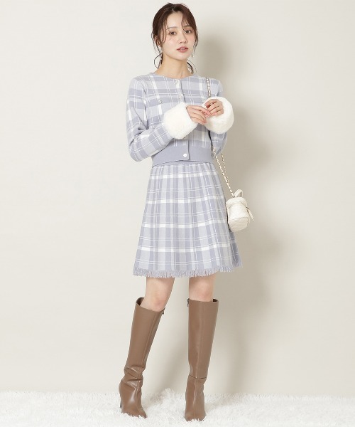 WILLSELECTION（ウィルセレクション）の「【CHECK KNIT series】チェック柄ニットフレアスカート（スカート・レディース・ピンク/ホワイト/モカ/ブラック/ブルー系その他/ブラウン系その他・SMALL/MEDIUM）」の6枚目の写真