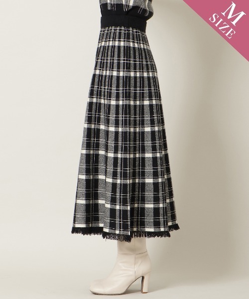 CHECK KNIT series】チェック柄ニットフレアスカート（スカート
