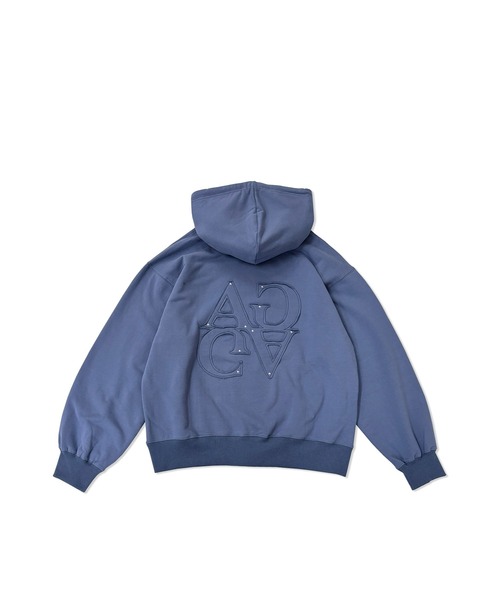 ANDGEEBEE（アンジービー）の「UNISEX 裏起毛パッチロゴパーカー（パーカー・レディース・ブルー/カーキ・FREE）」の20枚目の写真