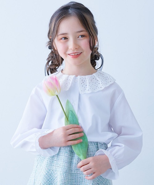 devirock(デビロック)の「フォーマル 襟がえらべる デザインブラウス(シャツ/ブラウス・キッズ・ホワイト系1/ホワイト系2/ホワイト系3/ホワイト系4・100cm/110cm/120cm/130cm/140cm)」の4枚目の写真