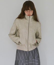 MILLO WOMEN（ミロウーマン）の「Ribbed Leather Work Jacket [Ecru]（ライダースジャケット）」