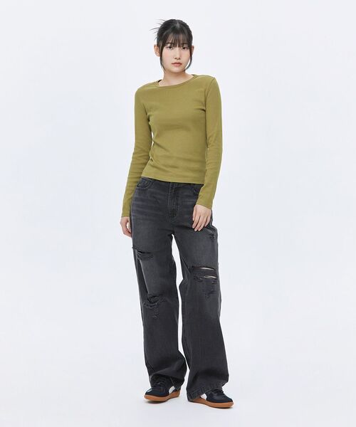 MUSINSA STANDARD WOMAN（ムシンサスタンダードウーマン）の「ウィメンズスリムクルーネック長袖Tシャツ[ライトモス]（Tシャツ/カットソー・レディース・その他・SMALL/X-SMALL/LARGE/MEDIUM）」の18枚目の写真