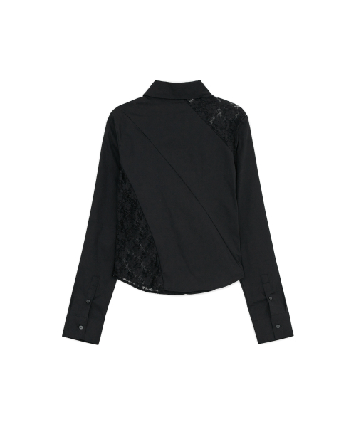 SUNBURNPROJECT(サンバーンプロジェクト)の「Lace Asymmetric Fitted Shirt, BLACK(シャツ/ブラウス・レディース・その他・FREE)」の3枚目の写真