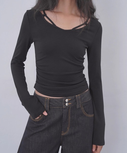 EIGHTHMONTH(エイスマンス)の「ストラップネックトップス EM25a107【EIGHTHMONTH】(Tシャツ/カットソー・レディース・ブラウン/ブラック・M/S)」の9枚目の写真
