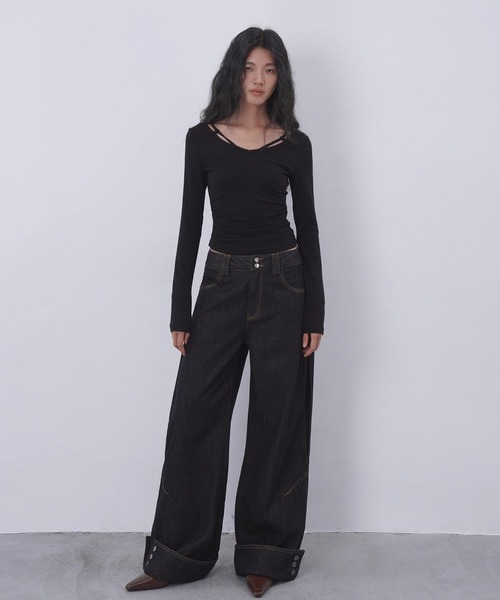 EIGHTHMONTH(エイスマンス)の「ストラップネックトップス EM25a107【EIGHTHMONTH】(Tシャツ/カットソー・レディース・ブラウン/ブラック・M/S)」の8枚目の写真