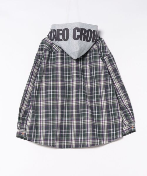 RODEO CROWNS WIDE BOWL(ロデオクラウンズワイドボウル)の「ボンディングフーデッドチェックシャツ(シャツ/ブラウス・メンズ・グレー/グリーン/ライトブルー・LARGE/MEDIUM)」の4枚目の写真