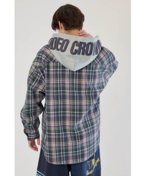 RODEO CROWNS WIDE BOWL(ロデオクラウンズワイドボウル)の「ボンディングフーデッドチェックシャツ(シャツ/ブラウス・メンズ・グレー/グリーン/ライトブルー・LARGE/MEDIUM)」の9枚目の写真