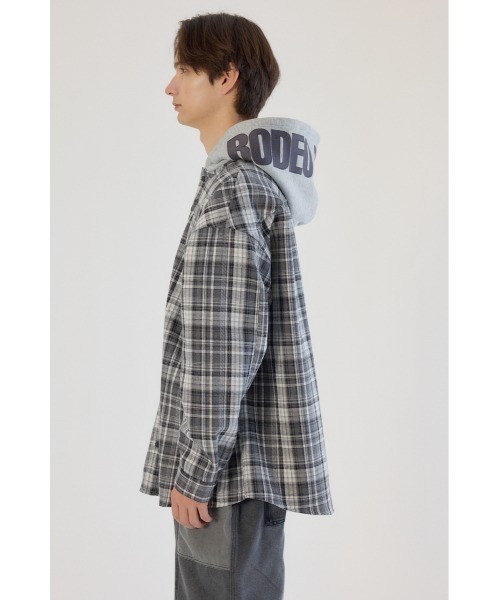 セール】ボンディングフーデッドチェックシャツ（シャツ/ブラウス