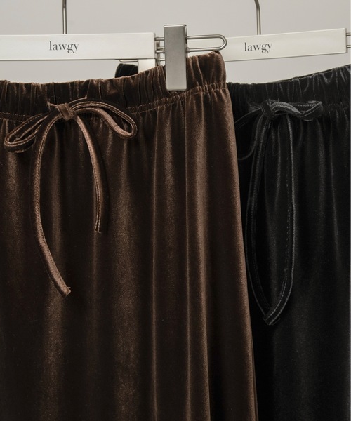 lawgy（ラウジー）の「brushed ribbon tight skirt / ブラッシュドリボンタイトスカート（スカート・レディース・ブラック/ブラウン・FREE）」の3枚目の写真