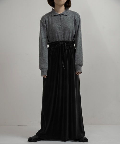 lawgy（ラウジー）の「brushed ribbon tight skirt / ブラッシュドリボンタイトスカート（スカート・レディース・ブラック/ブラウン・FREE）」の9枚目の写真